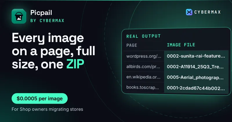 Picpail: Every image on a page, full size, one ZIP